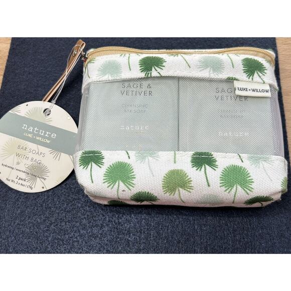Nature Luxe Willow Sage & Vetiver Bar Soaps with Bag 2 pack of soap NEW - Picture 1 of 6
